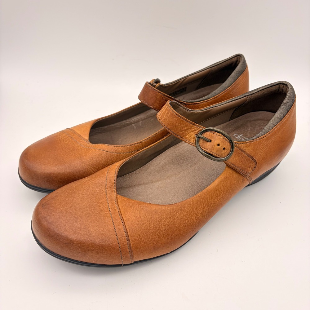 Dansko Fawna Tan Leather Mary Janes Buckle 41 EU 10.5-11 Cushioned Ergonomic